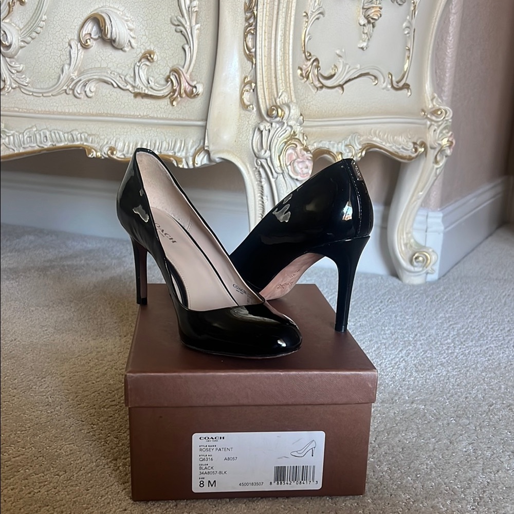 Coach Black Patent Leather Stiletto Heels